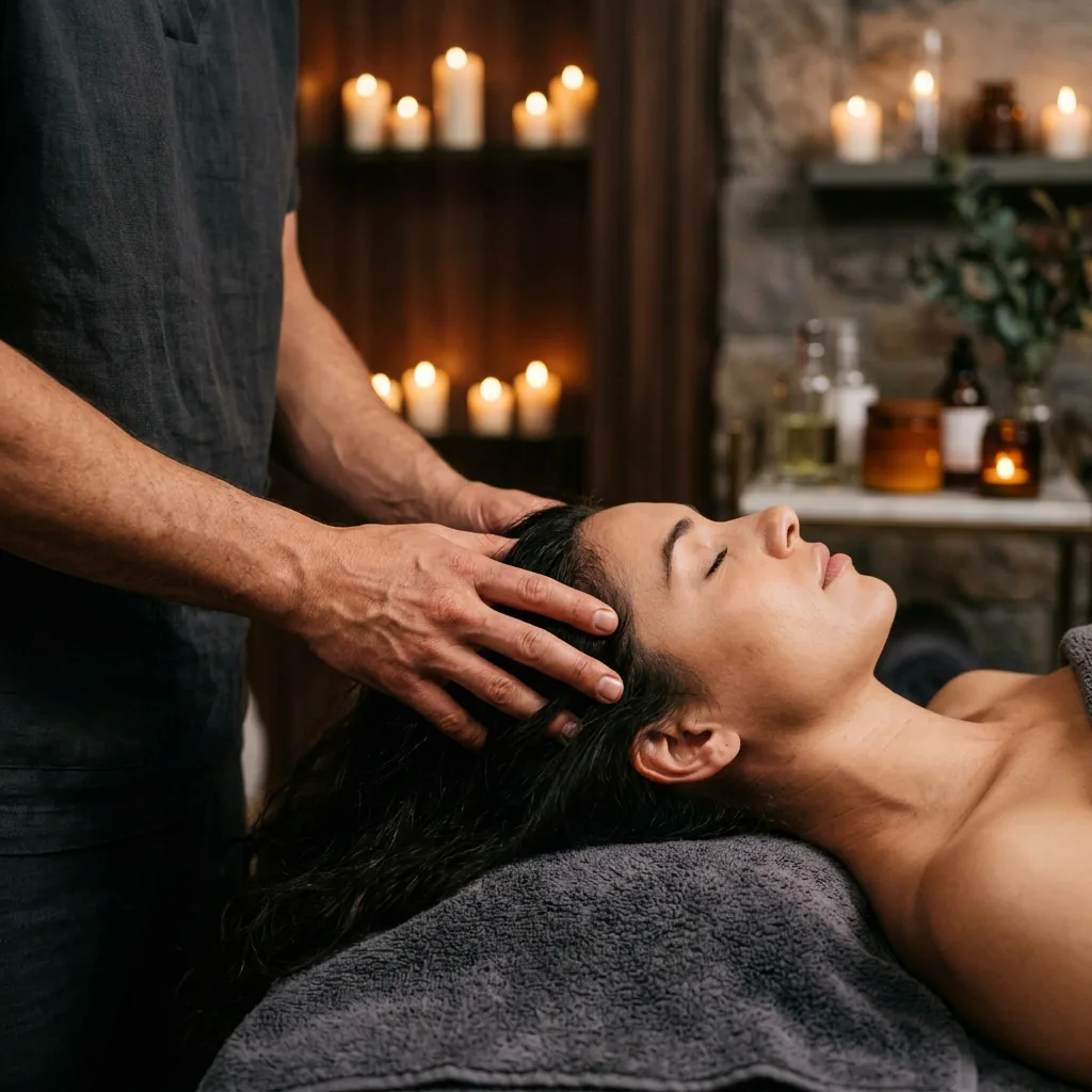 Soothing head and scalp massage for stress relief